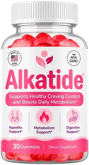 A bottle of Alkatide weight management gummies